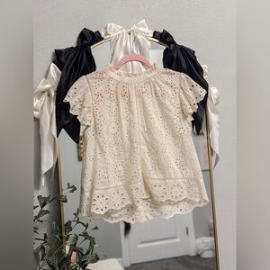 Cream Eyelet Lace Top